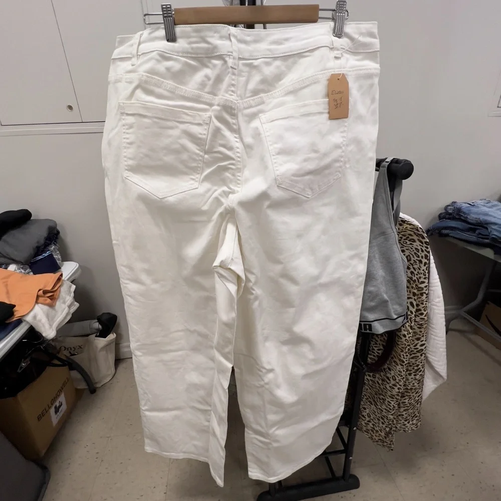 🖤 Eloqui Wide Leg White jeans Denim Pants 22 24 - Picture 3 of 8